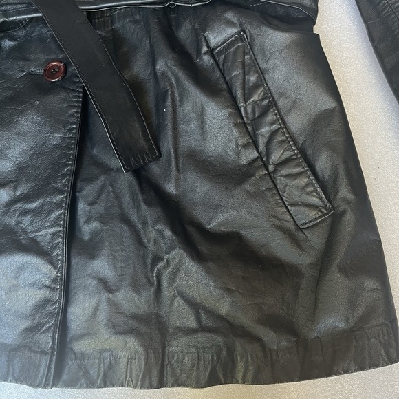 Vintage Sears The Fashion Place Black Genuine Cowhide Belted Jacket 5201 - Picture 4 of 12